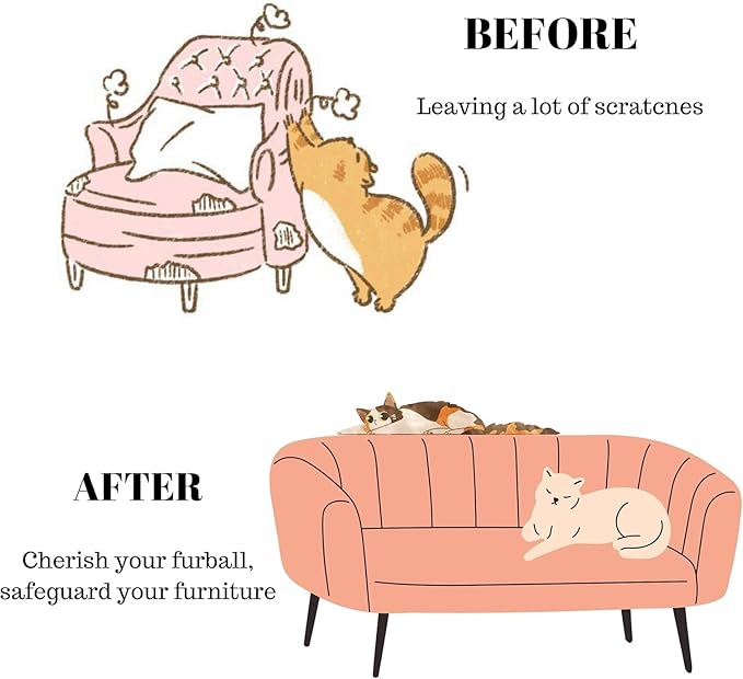 Anti-Cat Scratch Furniture Protector, 200" x 12", Single-Side Cat Couch Scratch Protector with 50 Twist Pins + 1 Scraper