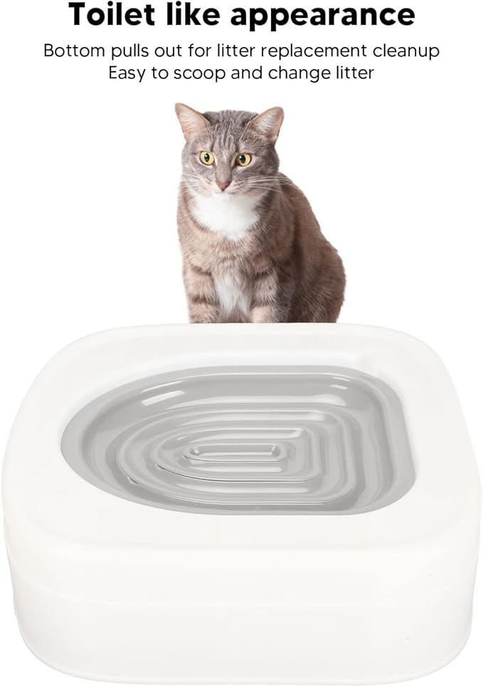 Luqeeg Professional Cat Trainer, Reusable Urinal Seat with Blue Tray, Teach Cat to Use Toilet (Grey)