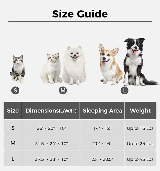 Made4Pets Cat and Dog Couch Bed, Soft Faux Fur Checkered Pet Sofa, Cozy Fluffy Pet Sofa with Supportive Foam, Removable Washable Cover with Non-Slip Base, White, Medium