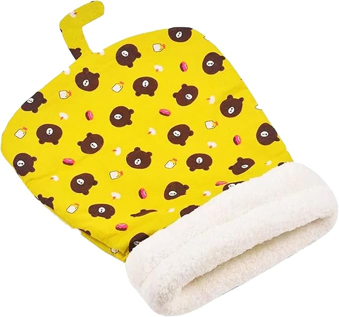 Cozy Sleeping Bag, Cozy Nest for Cats and Dogs, Soft Cat Dog Sleeping Bag, Cat Sleeping Bag for Indoor, Warm Nest for Indoor Cats&Small Dogs, Semi-Enclosed Design (Yellow Bear(Without Ear), Large)