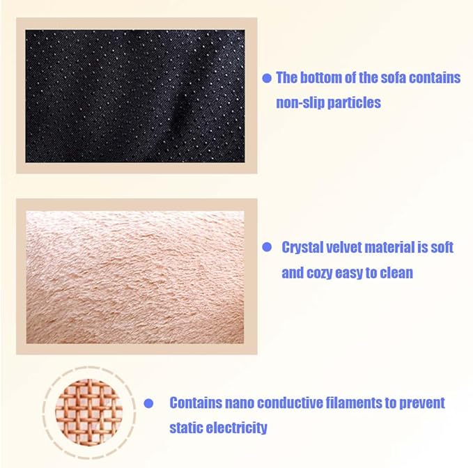 Plush Pet Sofa, Cat Couch Bed for Small Animal Multiple Color Options with Removable and Machine Washable for Indoor (Beige, Medium)