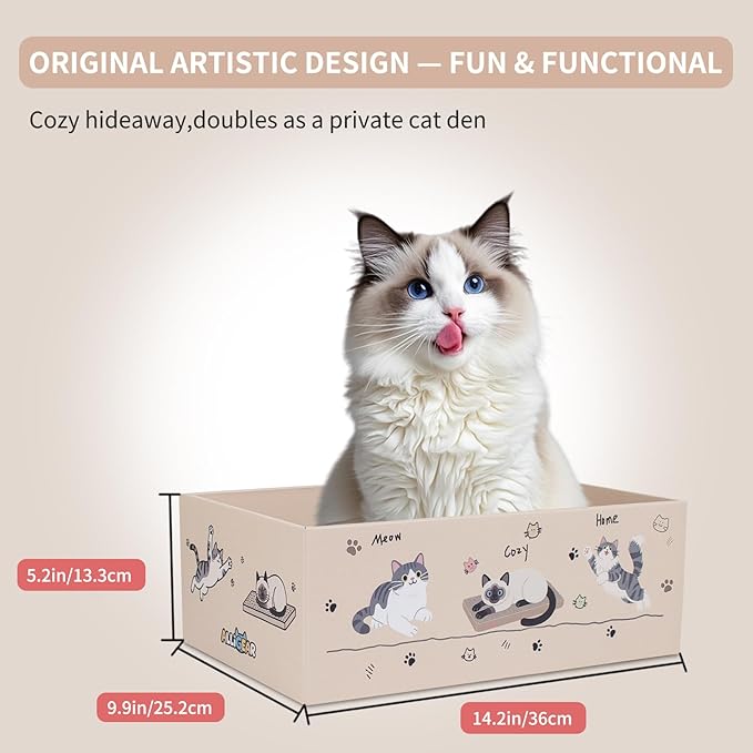 Cat Scratcher Pad with Box 3-Pack/5-Pack, Large & Medium Size – Reversible Corrugated Cardboard with Catnip: Durable Scratching Pads for Kittens & Adult Cats