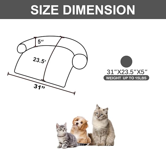 Calming Dogs/Cats Bed Mats, Dog Pad Washable Removable Couch Cover, Plush Long Fur Mat for Pets, Waterproof Lining, Perfect for Small, Medium and Large Dogs and Cats (Dark Gray, 31"x23")