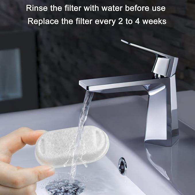 16 Pack Cat Water Fountain Filter Replacement, 4+4/8+8/12+12/16+16 Pack for Stainless Steel Cat Fountain 2L/67oz and 3.2L/108oz, 8 Carbon Filters & 8 Pre-Filter Sponges