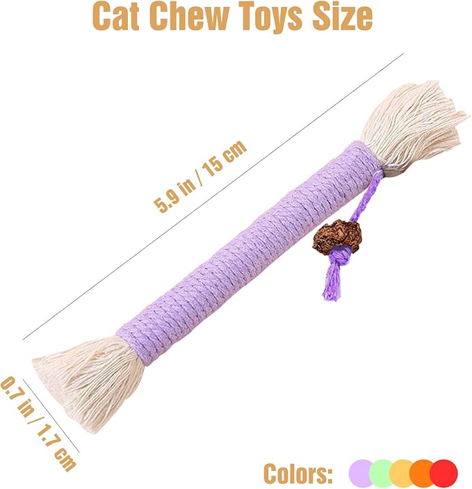 5 PCS Cat Chew Toy, 5.9in Catnip Toys for Cats, Teeth Cleaning Cat Toys for Indoor Kittens