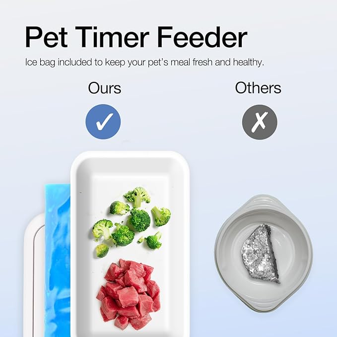 ALL FOR PAWS Automatic Cat Feeder Wet Food Dispenser - 1 Cup Compartment, 300ml Capacity Each, Includes Ice Pack, Dishwasher Safe Removable Trays (1 Meal)