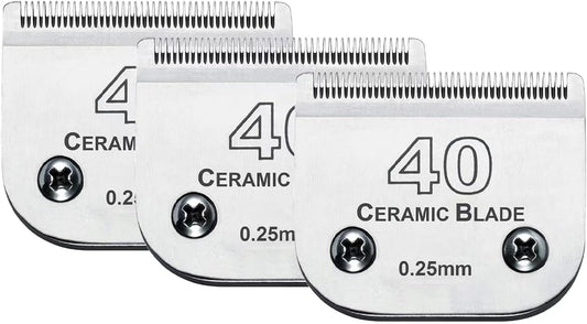 3PCS 40 Blades Dog Grooming Replacement Blades Compatible with Andis Dog Clipper,Ceramic Blade & Stainless Steel Blade