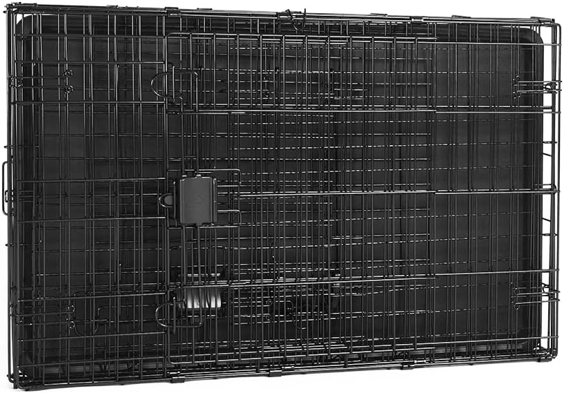 Amazon Basics Durable, Foldable Metal Wire Dog Crate with Tray, Double Door, 36 x 23 x 25 in, Black