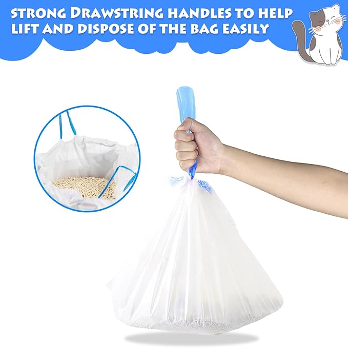 Cat Litter Waste Bags Liners,120 Count Compatible with Litter Box Robot 3&4,Heavy Duty Self Cleaning Automatic Litter Box Bags,25.2" x 15.7"