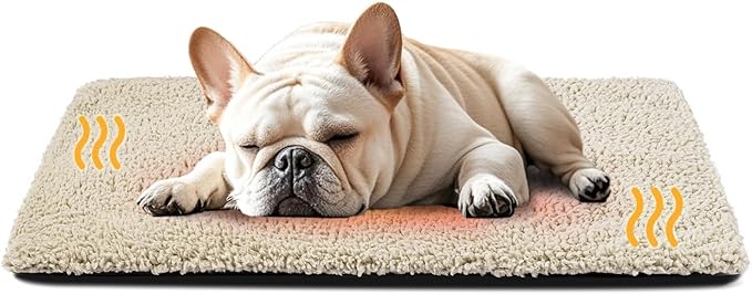 Dog Bed Mat Self Heating Pad for Medium Small Dogs, Dog House Bed Crate Pad for Sleeping Self Warming Pet Bed Puppy Blanket with Removable Washable Cover, Brown 36 Inches