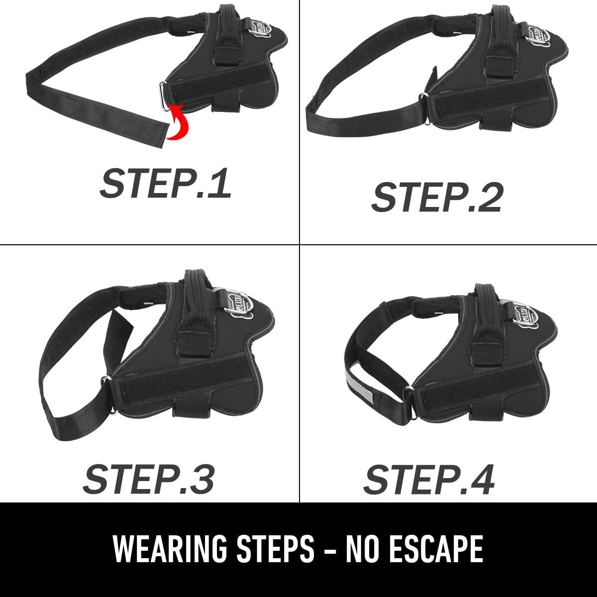 Bolux Dog Harness, No-Pull Reflective Dog Vest, Breathable Adjustable Pet Harness with Handle for Outdoor Walking - No More Pulling, Tugging or Choking (Black, M)