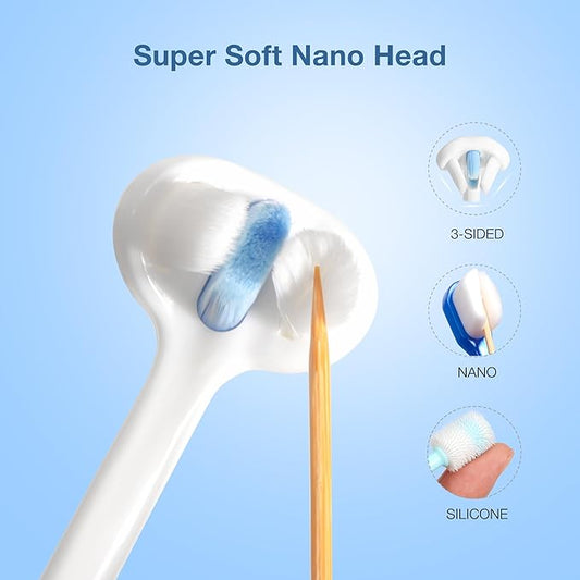 Ultra Soft Nano Dog Toothbrush Kit for Small Breed, Silicone 360 Pet Tooth Brushes for Dogs Cat,Canine Dental Care Set of 3 Different Shapes