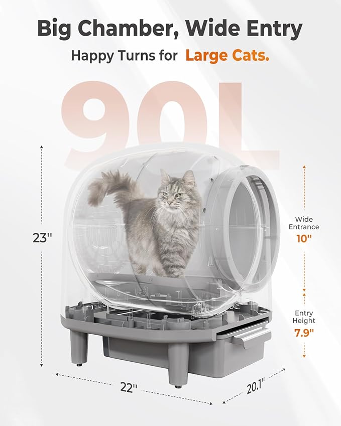 Self Cleaning Litter Box, 100L Automatic Litter Box Self Cleaning for Multiple Cats, Smart Litter Robot with APP Control, Trap Mat, Ramp, Large