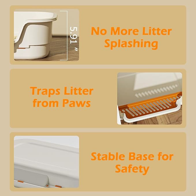 Extea Large Cat Litter Box with High Sides,Cat Boxes for Indoor Cats,Cat Litter Pan for Kitty,Litter Box with Low Entry,Easy to Clean,Anti-Splashing,23.6" x15.7" x6.2" (Green)