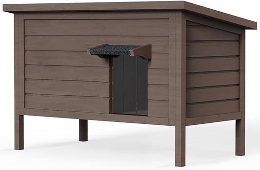 rehitk Outdoor Cat House for Winter Feral Cat House Waterproof All-Round Foam Insulated and Thermostatic Large Outdoor Cat Shelter, Solid Wood Cat Condos for Multiple Cats 34.4 "L * 21.7" W * 27.2" H