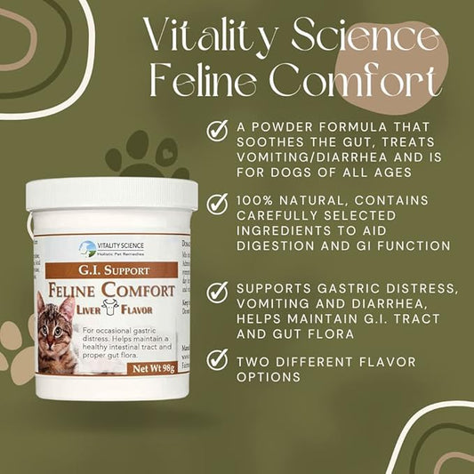 Feline Comfort for Cats | Maintains a Healthy Intestinal Tract and Proper Gut Flora | Restores Gastric Stability | for Vomiting and Diarrhea | 100% Additive Free (Beef, 220g)