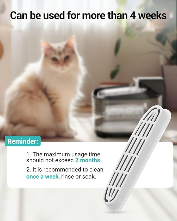 FT999 Cat Water Fountain Filter, 16 Packs Replacement Filters for Wireless Cat Water Fountain Stainless Steel (8 Filters+8 Sponges)