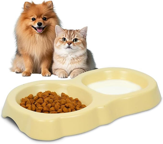 Ceramic Cat Food Water Bowl Set Double Dish Feeder Cat Dog Bowls No Spill Pet Feeding Bowls Keeping Pets from Black Chins for Cats Puppies Tiny Dogs