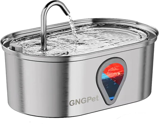 Stainless Steel Cat Water Fountain – 3.5L/118oz Automatic Pet Water Dispenser with LED Light, Quiet Pump