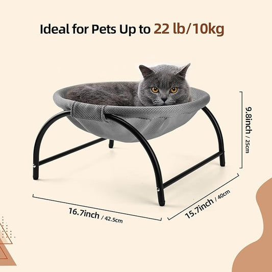 Raised Cat Hammock Bed, Standing Cat Cot with Washable Mesh, Pet Bed for for Kittens, 17.1 x 17 x 9.5 inches