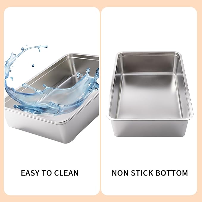 Yangbaga Extra Large Stainless Steel Litter Box, 28’’ x 20’’ x 6’’ Ultimate Metal Cat Litter Box with High Sides, Sturdy Long-Lasting Litter Pan with Anti-Slip Rubber Feet