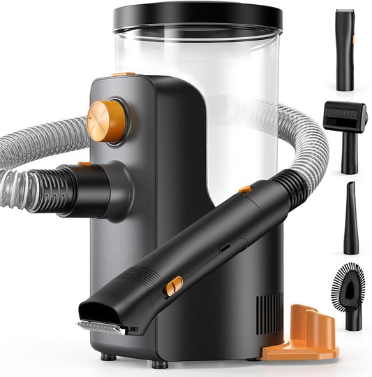 Dog Grooming Vacuum, 4.5L Extra-Large Dust Cup Dog Grooming Kit, 14000Pa High-Suction Pet Groomer with Clippers, Low-Noise All-in-One Shedding Control Set for Home Use
