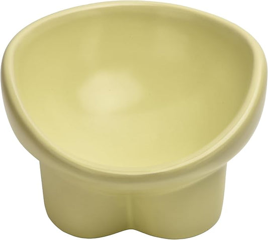 Ceramic Raised Cat Bowl,Elevated Tilted Anti Vomit Cat Bowls for Indoor Cats Whisker Friendly Pet Feeder for Food and Water,Cute Tilted Dish for Flat Faced Cats,Puppies