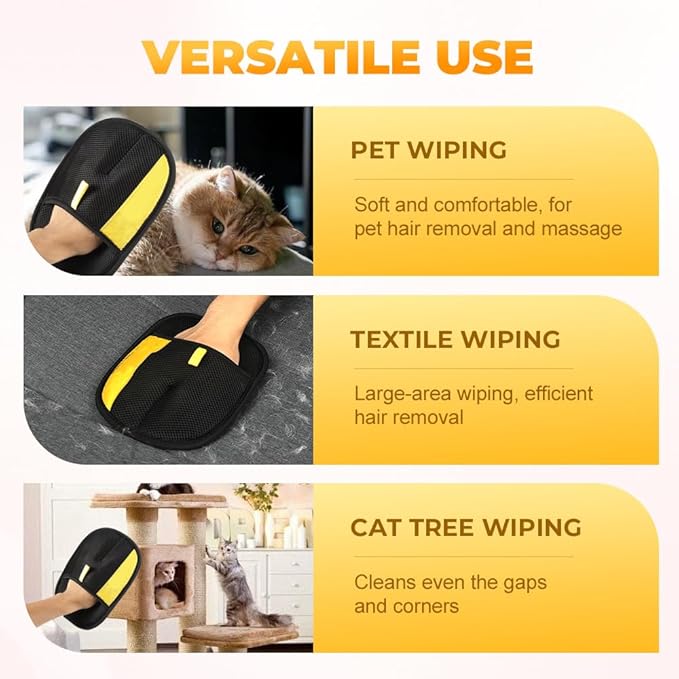 Pet Hair Removal Glove for Cats & Dogs, 2025 New Pet Hair Remover Electrostatic Gloves Pet Hair Remover Glove for Couch, Furniture, Carpet, Curtain, Washable Reusable Animal Fur Removal Tool (2PCS)