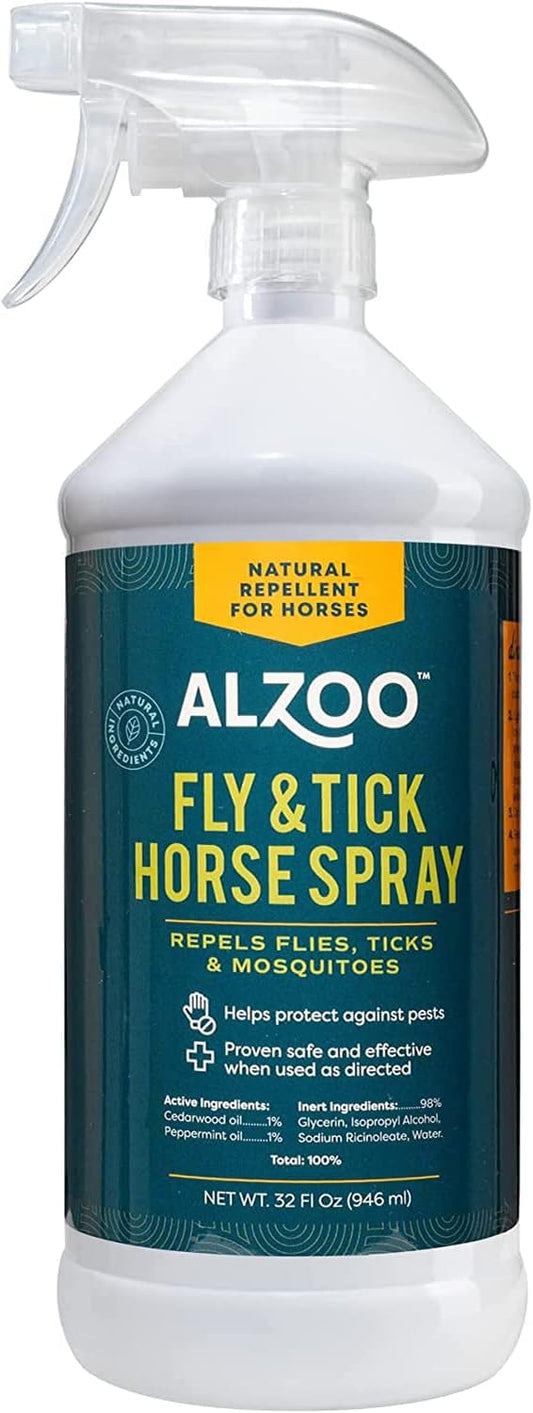 Natural Fly and Tick Horse Spray, Helps Repel Mosquitoes, Horseflies & Ticks, Plant-Based Active Ingredients, 32 Fl. Oz. Spray Bottle