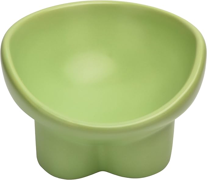 Ceramic Raised Cat Bowl,Elevated Tilted Anti Vomit Cat Bowls for Indoor Cats Whisker Friendly Pet Feeder for Food and Water,Cute Tilted Dish for Flat Faced Cats,Puppies