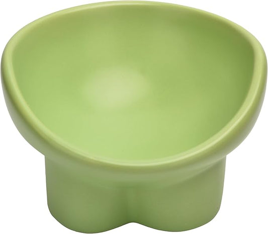 Ceramic Raised Cat Bowl,Elevated Tilted Anti Vomit Cat Bowls for Indoor Cats Whisker Friendly Pet Feeder for Food and Water,Cute Tilted Dish for Flat Faced Cats,Puppies