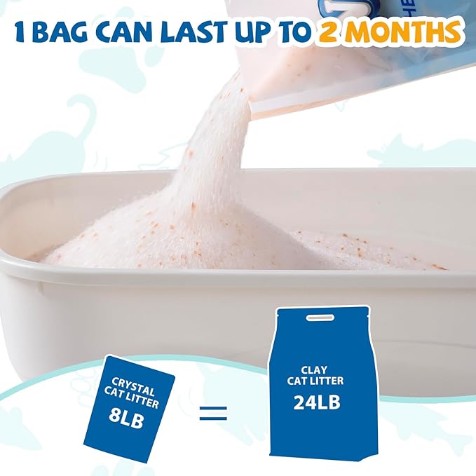 NEWORD Crystals Cat Litter Health Indicating Silica Gel Cat Litter, Color-Changing, 8lb, Urine PH Levels Detection Health Monitoring Non-Clumping Superior Odor Control Absorbent Lightweight, Unscented