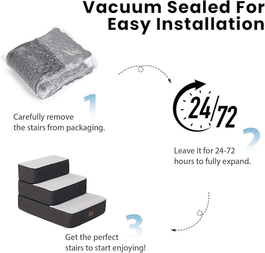 4-Step Adjustable Dog Stairs for Beds, Dog Steps for Small Dogs and Cats, Foldable Pet Stairs for Bed Climbing, Non-Slip Pet Step Indoor, Grey