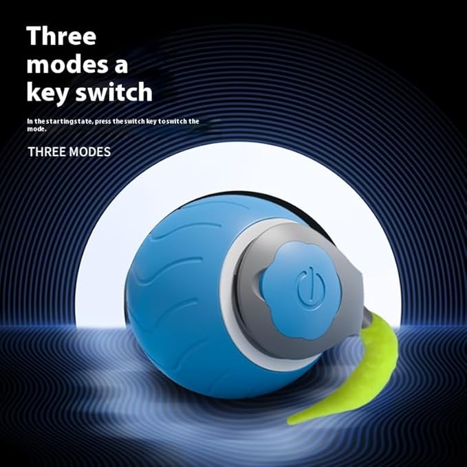 Interactive Cat Ball Toy Set, Three Speed Modes, Automatic Rolling Chase Ball with Fluffy Short Tail and LED Light, A Small Mice, Rechargeable