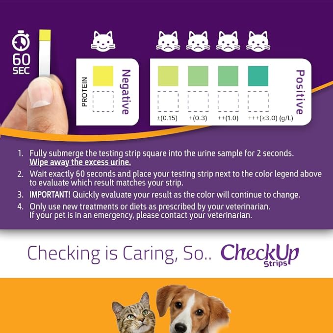 CheckUp Testing Strips x 50 (Protein Urine Test Strips for Cats & Dogs)