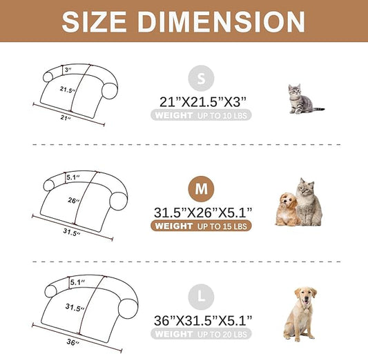 Dogs/Cats Bed Mats, Dog Pad Couch Cover for Dogs, Sofa Style Luxurious Mat for Pets, Waterproof Lining and Nonskid Bottom Perfect on Dog Crate, Cat Cage or in The Car. (Desert Brown, M)