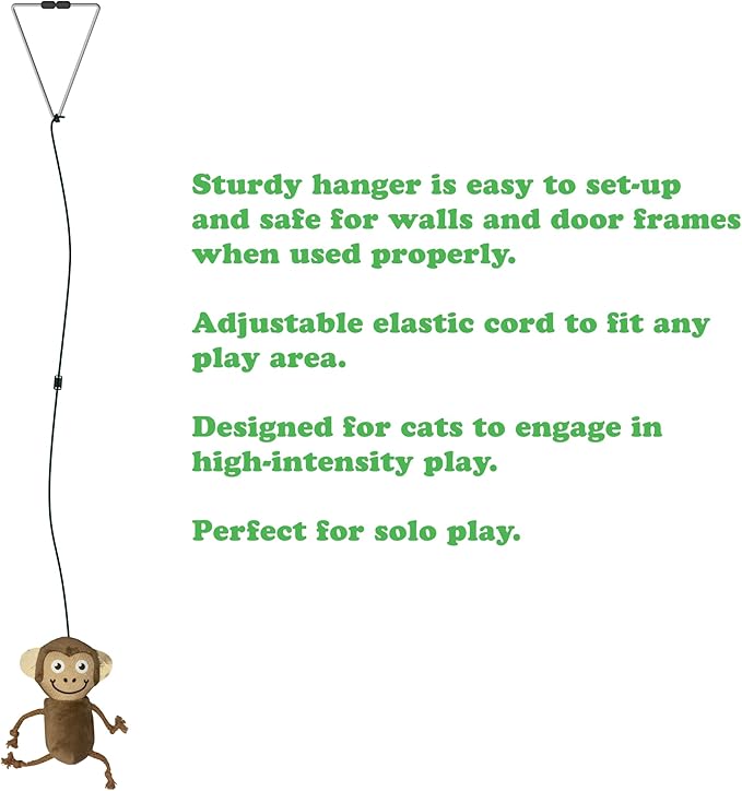 Meowijuana Jump 'n' Jamb Door Hanging Cat Toy Bundle | Funky Monkey + Happy Grass Blend | Refillable Interactive Catnip Toy | Promotes Play and Cat Health | Potent Catnip Grown in North America