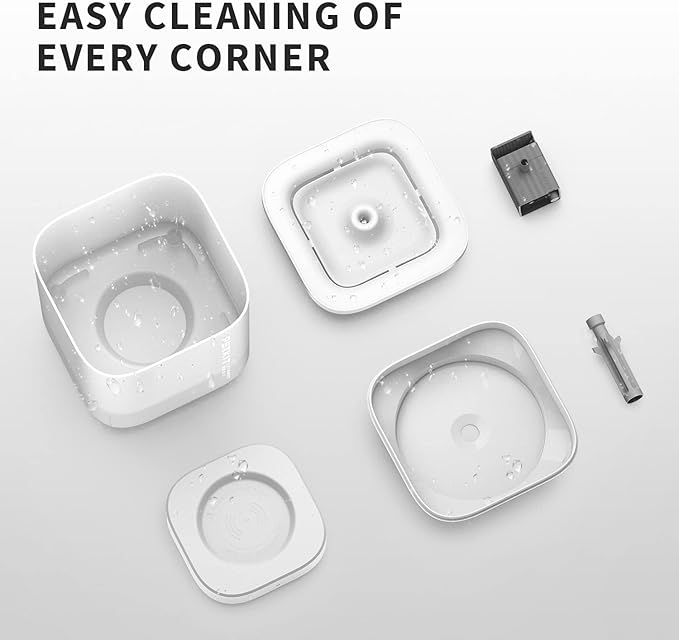 PETKIT New Cat Water Fountain with Wireless Pump, Ultra Quiet 65oz/1.85L Pet Water Fountain for Cats and Dogs Inside, Detachable Design Easy to Clean and Assemble, Filters Included