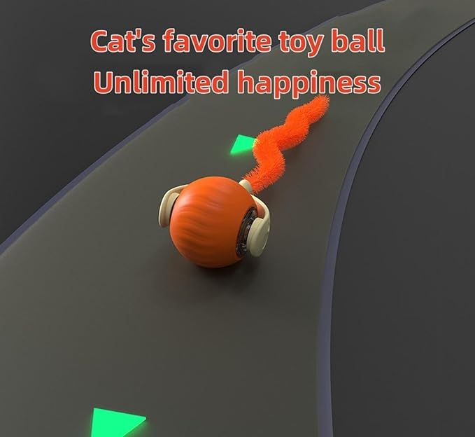 Rocfish Durable Interactive Cat Toys for Indoor Cats, Smart Automatic Cat Chase Ball Toy, Upgraded Speedy Tail Kitten Toy for Bored Indoor Adult Pets (Orange)