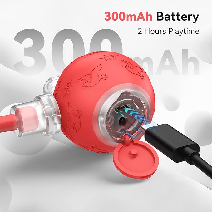 Interactive Cat Toys Ball for Indoor Cats,Automatic Kitten Toys for Bored Indoor Adult Cats,Motion Activated,USB Rechargeable(red)