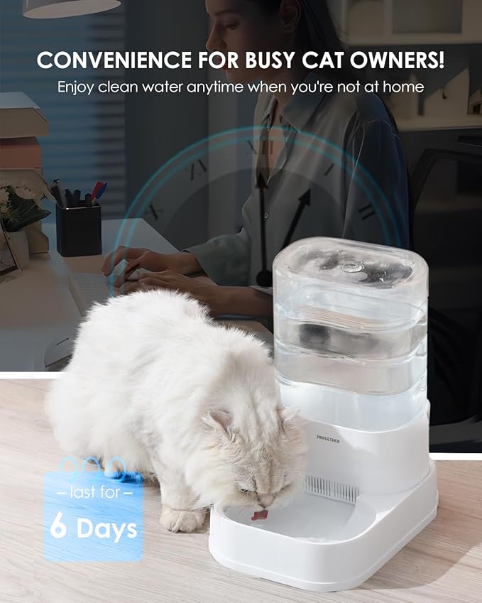 PAWGETHER® Gravity Automatic Pet Water Dispenser with 1 Filter for Cats and Small Dogs 1 Gallon/3.5L Auto Pet Waterer Dog Water Dispenser, Easy to Fill