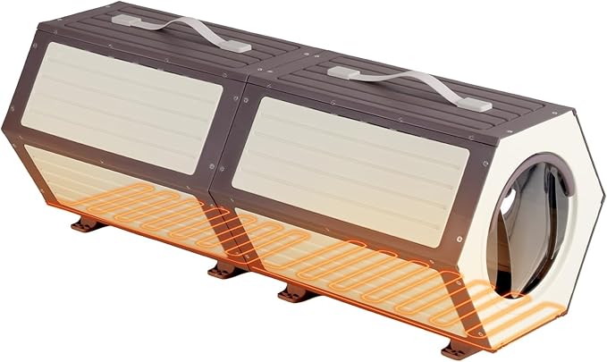 GUTINNEEN Outdoor Cat House, Heated and Insulated Cat Shelter for Winter, Weatherproof Cat Condo with Adjustable Temperature and Time, Feral Cat Patio with Escape Door (2 Sets)