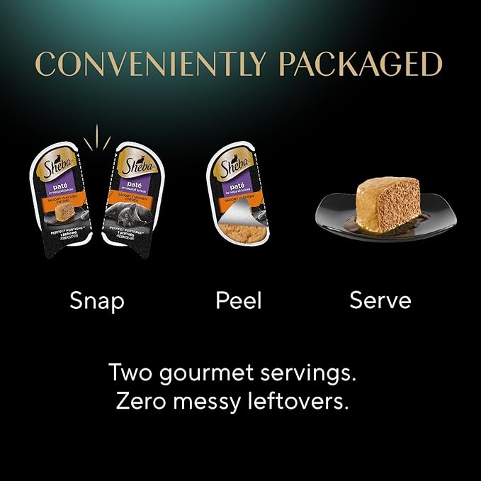 Sheba Perfect Portions Wet Cat Food Pate Savory Chicken, Roasted Turkey, with Sustainable Salmon, and Tender Whitefish & Tuna Variety Pack, 2.6 oz. Twin-Pack Trays (48 Count, 96 Servings)