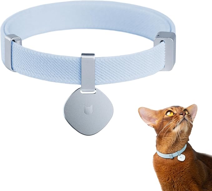 Safety Cat Collar Pro and Tag Set - U.S. IDA Gold Award, Elastic Release Cat Collar Charm Tag, Non Breakaway Cat Collar Adjustable with Charm for Kitten Small Large Cats (Sierra Blue, S)