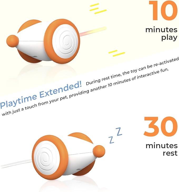 Cheerble Interactive Cat Toys for Indoor Cats, Automatic Cat Toy with LED Lights, Wicked Mouse Toys, Kitten Toys, Pet Supplies, Smart Electric Cat Toy, USB Rechargeable, Auto On/Off(Yellow)