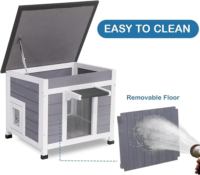 Outdoor Cat House Feral Cat Enclosure Cat House Weatherproof for Winter Outdoor Cats