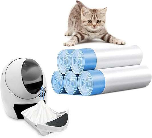 100 Packs Cat Litter Bags with Drawstring, Compatible with Litter-Robot 3/4 Cat Litter Box, Replacement Waste Bags Eplacement Liners Waste Bags