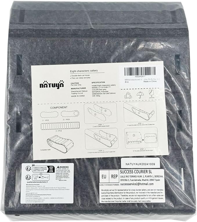 NATUYA Cat Bed Cave for Indoor Cats, Large Cat Lounge Cave Bed with Toy Ball, Enclosed Scratch Resistant Detachable Felt Cat Hideaway Bed for Cats up to 22 Lbs