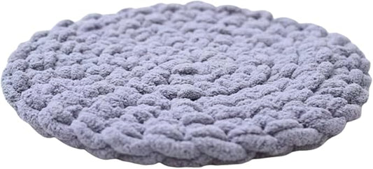 Cat Knitted Bed Mat, Extra-Soft Washable Warm Round Pads Cushions for Indoor Kittens, Cat Trees Towers, Perfect for Kneading and Sleeping (Blue-Grey,Medium)
