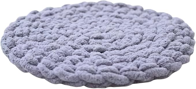 Cat Knitted Bed Mat, Extra-Soft Washable Warm Round Pads Cushions for Indoor Kittens, Cat Trees Towers, Perfect for Kneading and Sleeping (Blue-Grey,Small)
